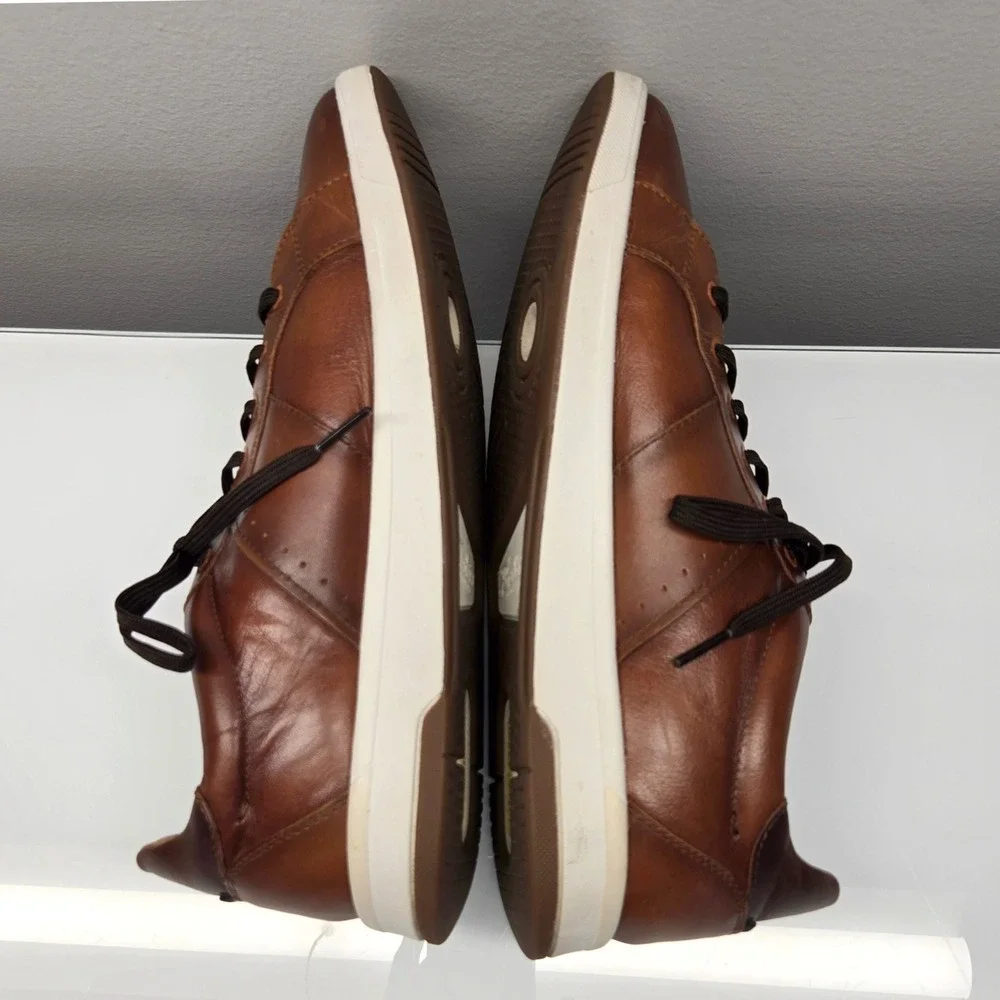 Florsheim Comfortech Leather Sneakers Men 10M Cognac Brown Casual Dress Shoes